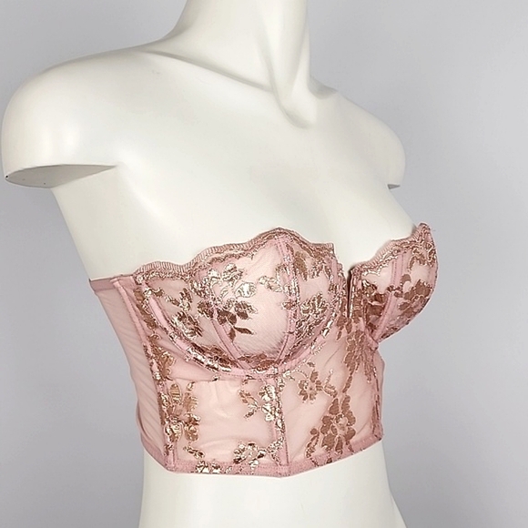 Victoria's Secret Dream Angels Lace Scalloped Bustier Top Rose Gold Size 34C - Picture 6 of 14